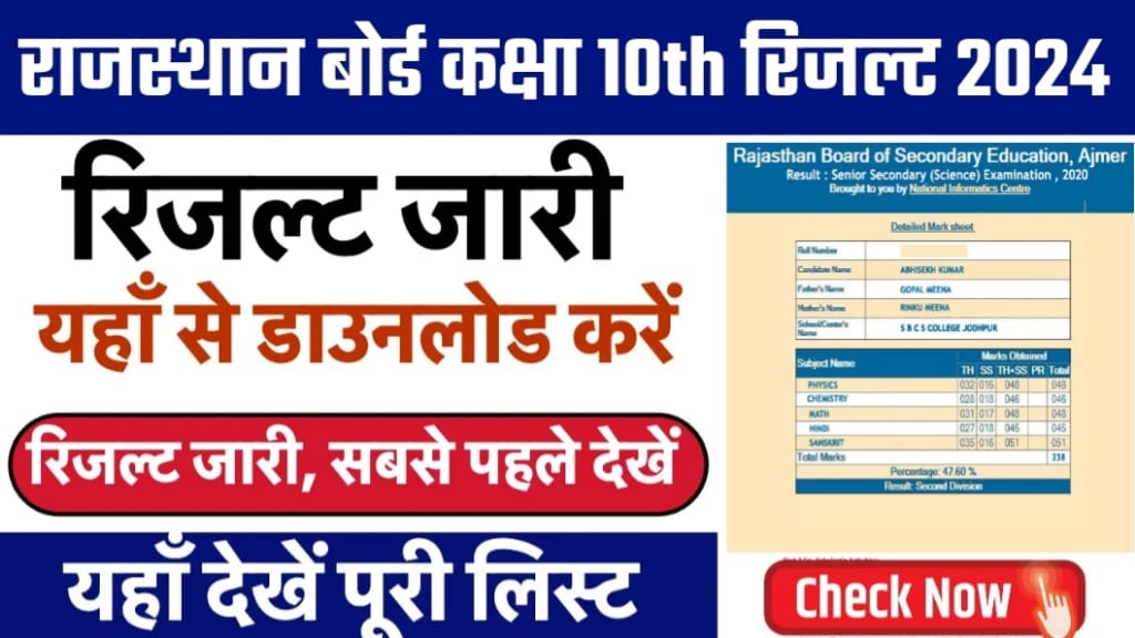 Rajasthan Board 10th Result Release Date 2024, Result 2024 Important Information, Rajasthan Board 10th Result 2024 SMS